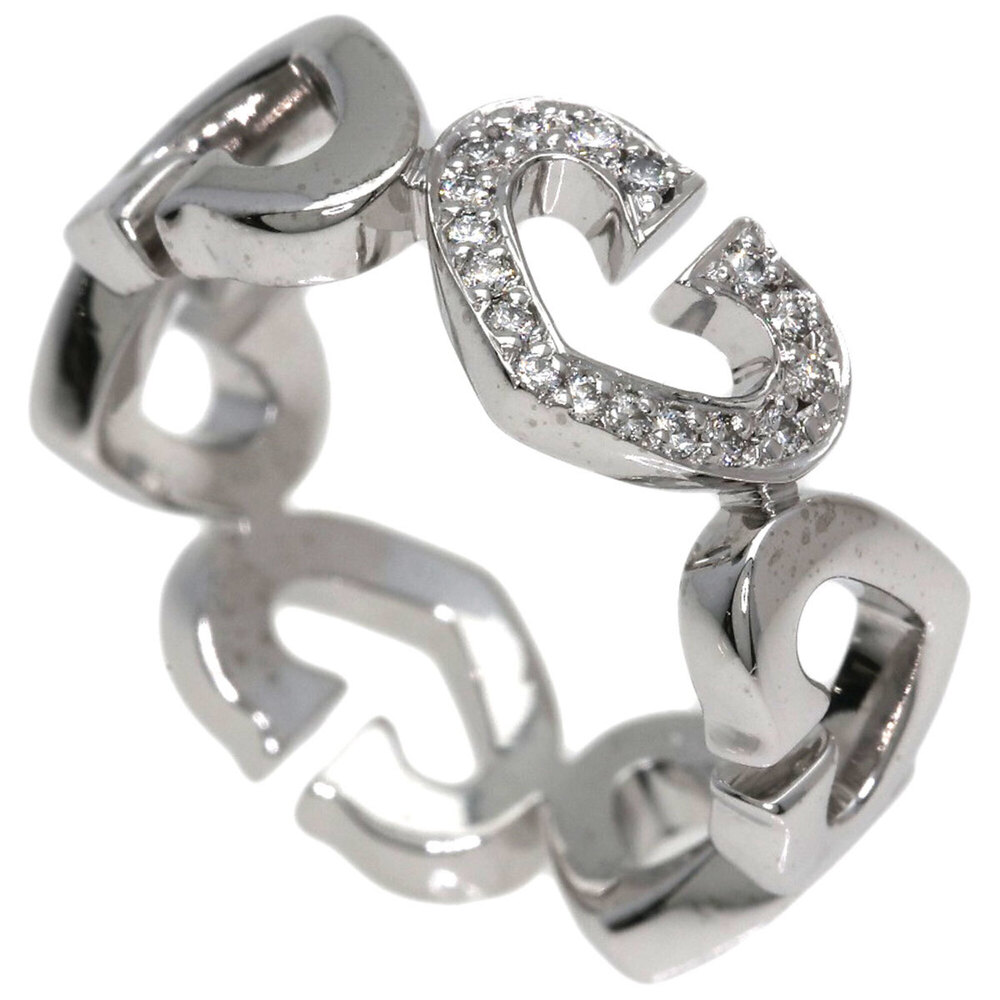 Cartier C Heart Diamond Ring #50, 18K White Gold, Women's.